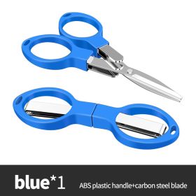 Foldable Fishing Scissors Carbon Steel Knife Edge Shears Fishing Line Cutting Tools Fishing Scissors Fishing Tackle Supplies - Blue G679B