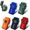 1pc USB Rechargeable Waterproof Windproof Electric Lighter; Portable Flameless Dual Arc Lighter; Smoking Accessory - Camouflage+Orange