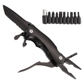 Folding Pocket Multi-purpose Outdoor Set Of Tools; Pliers; Screwdriver; Drill; Knife; Bottle Opener - Black-2 Model