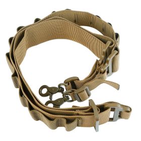 Tactical Shotgun Sling 2 Point Gun Sling Adjustable Shoulder Strap Rifle Shotgun Belts with 15-Shell Holders - Khaki