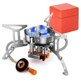 4000W Portable Camping Stove Foldable Powerful Gas Stove Backpacking Burner Collapsible Piezo Ignition with Carrying Case for Outdoor Hiking Cooking -