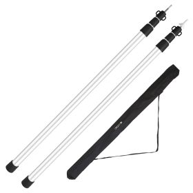 2Pcs Telescoping Tarp Poles Portable Aluminum Awning Poles 3ft to 7.5ft Adjustable Telescopic Tarp Tent Rods - Black