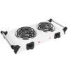 2000W Electric Dual Burner Portable Coil Heating Hot Plate Stove Countertop RV Hotplate with 5 Temperature Adjustments Portable Handles - Double - Sil