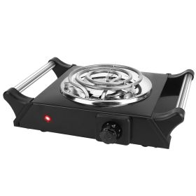 1000W Electric Single Burner Portable Coil Heating Hot Plate Stove Countertop RV Hotplate with 5 Temperature Adjustments Portable Handles - Single - B