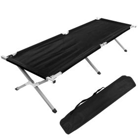 YSSOA Folding Camping Cot with Storage Bag for Adults, Portable and Lightweight Sleeping Bed for Outdoor Traveling, Hiking, Easy to Set up (Color: Bla