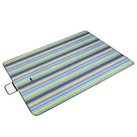 60" x 78" Waterproof Picnic Blanket Handy Mat with Strap Foldable Camping Rug - BlueStripe