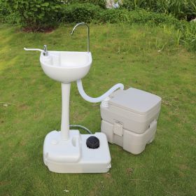 CHH-7701 1020T Portable Removable Outdoor Hand Sink with Portable Toilet - White