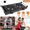 2000W Electric Dual Burner Portable Coil Heating Hot Plate Stove Countertop RV Hotplate with 5 Temperature Adjustments Portable Handles - Dual-Burner