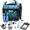 Storage Crate with Dry Bag, Fishing Accessories Kit and Rod Holder, 24 Piece - Blue