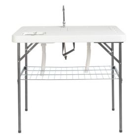 Barbed Wire Foldable Outdoor Fish Table - White