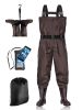 BELLE DURA Fishing Waders Chest Waterproof Light Weight Nylon Bootfoot Waders for Men Women with Boots - Brown - Men 11 / Women 13