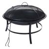 Round Iron Outdoor Wood Burning Fire Pit, Black - 26" Modern