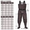 BELLE DURA Fishing Waders Chest Waterproof Light Weight Nylon Bootfoot Waders for Men Women with Boots - Brown - Men 13 / Women 15