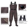 BELLE DURA Fishing Waders Chest Waterproof Light Weight Nylon Bootfoot Waders for Men Women with Boots - Brown - Men 13 / Women 15