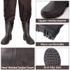 BELLE DURA Fishing Waders Chest Waterproof Light Weight Nylon Bootfoot Waders for Men Women with Boots - Brown - Men 9 / Women 11