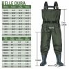 BELLE DURA Fishing Waders Chest Waterproof Light Weight Nylon Bootfoot Waders for Men Women with Boots - Army Green - Men 11 / Women 13