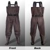 BELLE DURA Fishing Waders Chest Waterproof Light Weight Nylon Bootfoot Waders for Men Women with Boots - Brown - Men 13 / Women 15