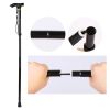 Walking Cane Aluminum Alloy Walking Stick Adjustable Folding Travel Hiking Stick   - Black