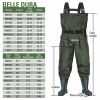 BELLE DURA Fishing Waders Chest Waterproof Light Weight Nylon Bootfoot Waders for Men Women with Boots - Army Green - Men 13 / Women 15