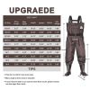 UPGRADE Fishing Waders for Men&Women with Boots Waterproof;  Nylon Chest Wader with PVC Boots & Hanger Brown - Brown - Men 10/Women 12