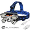 5 LED USB Rechargeable Headlamp; Portable Built-in 18650 Battery Head Flash Light; Waterproof For Expedition Outdoor Camping Fishing - Silvery