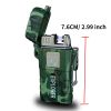 1pc USB Rechargeable Waterproof Windproof Electric Lighter; Portable Flameless Dual Arc Lighter; Smoking Accessory - Blue