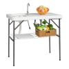 Barbed Wire Foldable Outdoor Fish Table - White