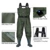 BELLE DURA Fishing Waders Chest Waterproof Light Weight Nylon Bootfoot Waders for Men Women with Boots - Army Green - Men 13 / Women 15