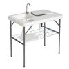 Barbed Wire Foldable Outdoor Fish Table - White