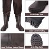 UPGRADE Fishing Waders for Men&Women with Boots Waterproof;  Nylon Chest Wader with PVC Boots & Hanger Brown - Brown - Men 9/Women 11