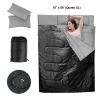 Traveling Camping Portable Double Person Waterproof Sleeping Bag W/ 2 Pillows - Black - Sleeping Pad