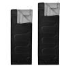 Traveling Camping Portable Double Person Waterproof Sleeping Bag W/ 2 Pillows - Black - Sleeping Pad