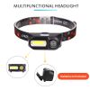 New Strong Changing Light Outdoor Head Lamp Cobled Multi-Function Headlight USB Charging - Black