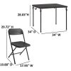 5 Piece Resin Card Folding Table and Four Folding Chairs Set, Black - Black