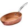 Hammered 10 inch, Non-Stick Frying Pan with Lid, Ceramic Cookware, Skillet, Premium, PFOA Free, Dishwasher Safe, Copper - 10''