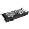 2000W Electric Dual Burner Portable Coil Heating Hot Plate Stove Countertop RV Hotplate with 5 Temperature Adjustments Portable Handles - Double - Bla