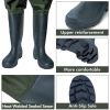 BELLE DURA Fishing Waders Chest Waterproof Light Weight Nylon Bootfoot Waders for Men Women with Boots - Army Green - Men 12 / Women 14