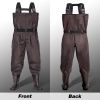 BELLE DURA Fishing Waders Chest Waterproof Light Weight Nylon Bootfoot Waders for Men Women with Boots - Brown - Men 11 / Women 13