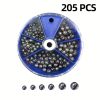 106/205pcs Round Split Shot Weights Set; Removable Split Shot Dispenser; Fishing Weights Sinkers; Fishing Tackle Accessories - Red-106pcs