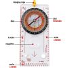 Portable Compass With Ruler Scale For Scout Hiking Camping Boating; Orienteering Map; Professional Magnifying Compass - Orange