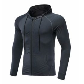 Men's Long-sleeved Stretch Tight Fitness Training Suit (Option: Grey-XL)