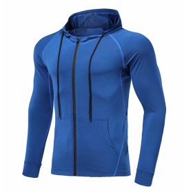 Men's Long-sleeved Stretch Tight Fitness Training Suit (Option: Blue-XL)