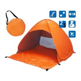 Tent Free To Build Camping Beach Sunscreen Tent Quick Outdoor Camping Tent (Color: Orange)