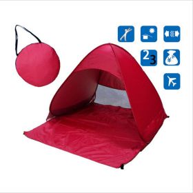 Tent Free To Build Camping Beach Sunscreen Tent Quick Outdoor Camping Tent (Color: Red)