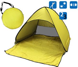 Tent Free To Build Camping Beach Sunscreen Tent Quick Outdoor Camping Tent (Color: Yellow)