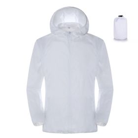 Summer Outdoor Sun Protection Clothing Women's Lightweight Waterproof Windbreaker (Option: White-3XL)