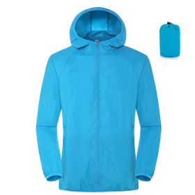 Summer Outdoor Sun Protection Clothing Women's Lightweight Waterproof Windbreaker (Option: Sky Blue-L)