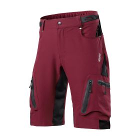 Outdoor Mountaineering Downhill Off Road Mountain Bike Five Point Cycling Shorts (Option: Dark Red-Asian Size M)