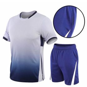 Summer Gradient Digital Printing Loose Short-sleeved T-shirt Two-piece Summer Plus Size Shorts Suit Men (Option: White-2XL)