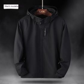 Single Men's Assault Jacket Outdoor Sports Waterproof Mountaineering Suit Trench Coat (Option: Black-XXXL-Men)